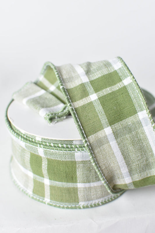2.5"X10yd Green Plaid Wired Ribbon (Online Exclusive)