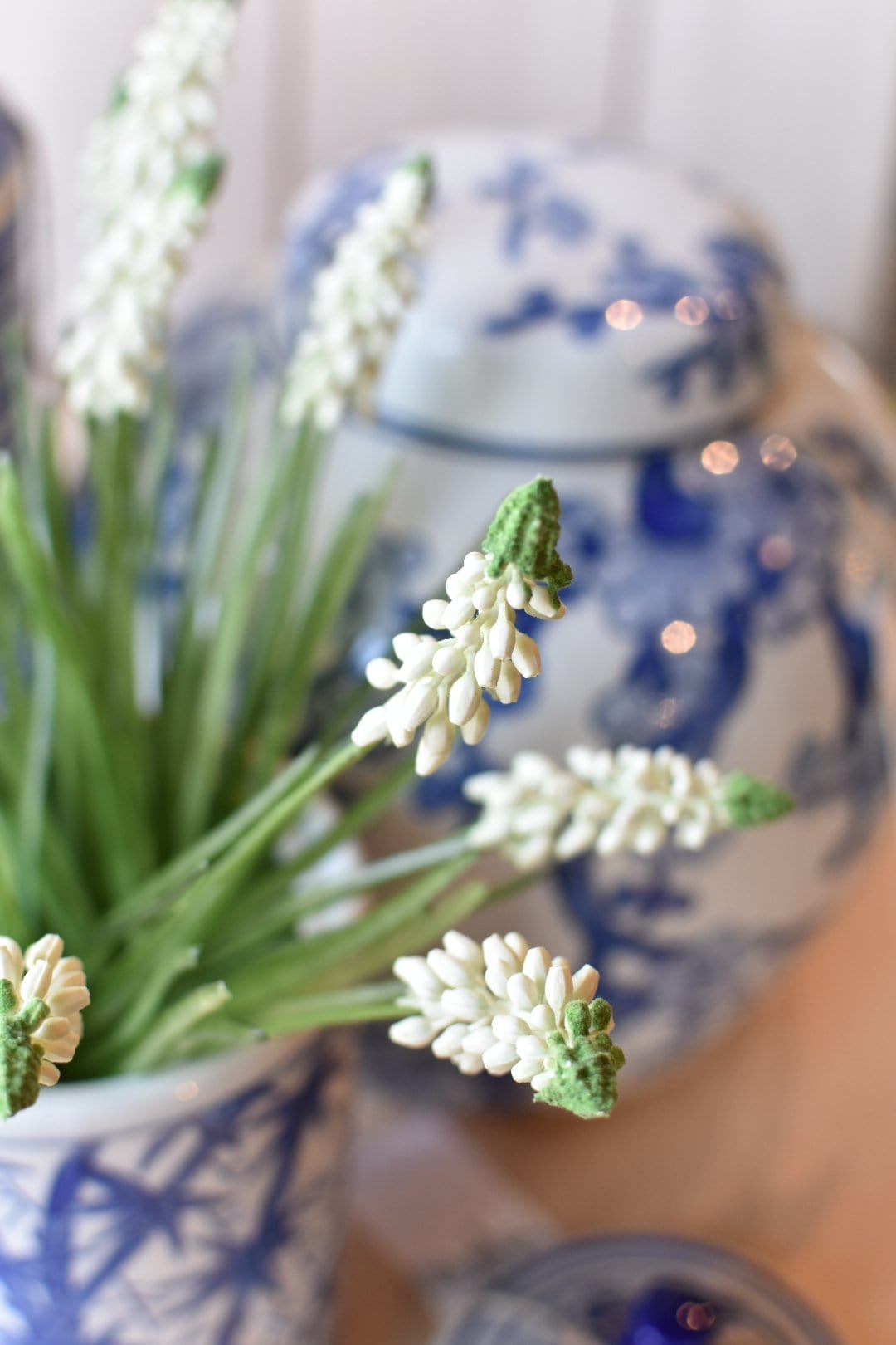12.5" Faux White Muscari Bush Grape Hyacinth (Online exclusive)