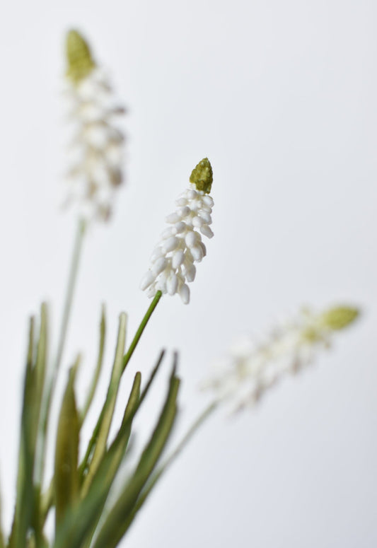12.5" Faux White Muscari Bush Grape Hyacinth (Online exclusive)