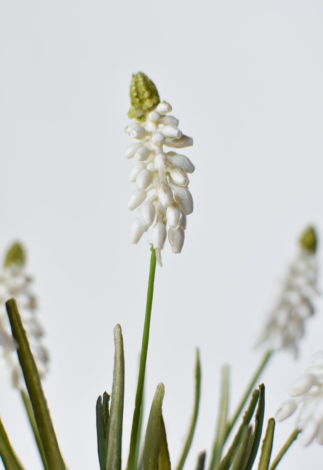 12.5" Faux White Muscari Bush Grape Hyacinth (Online exclusive)