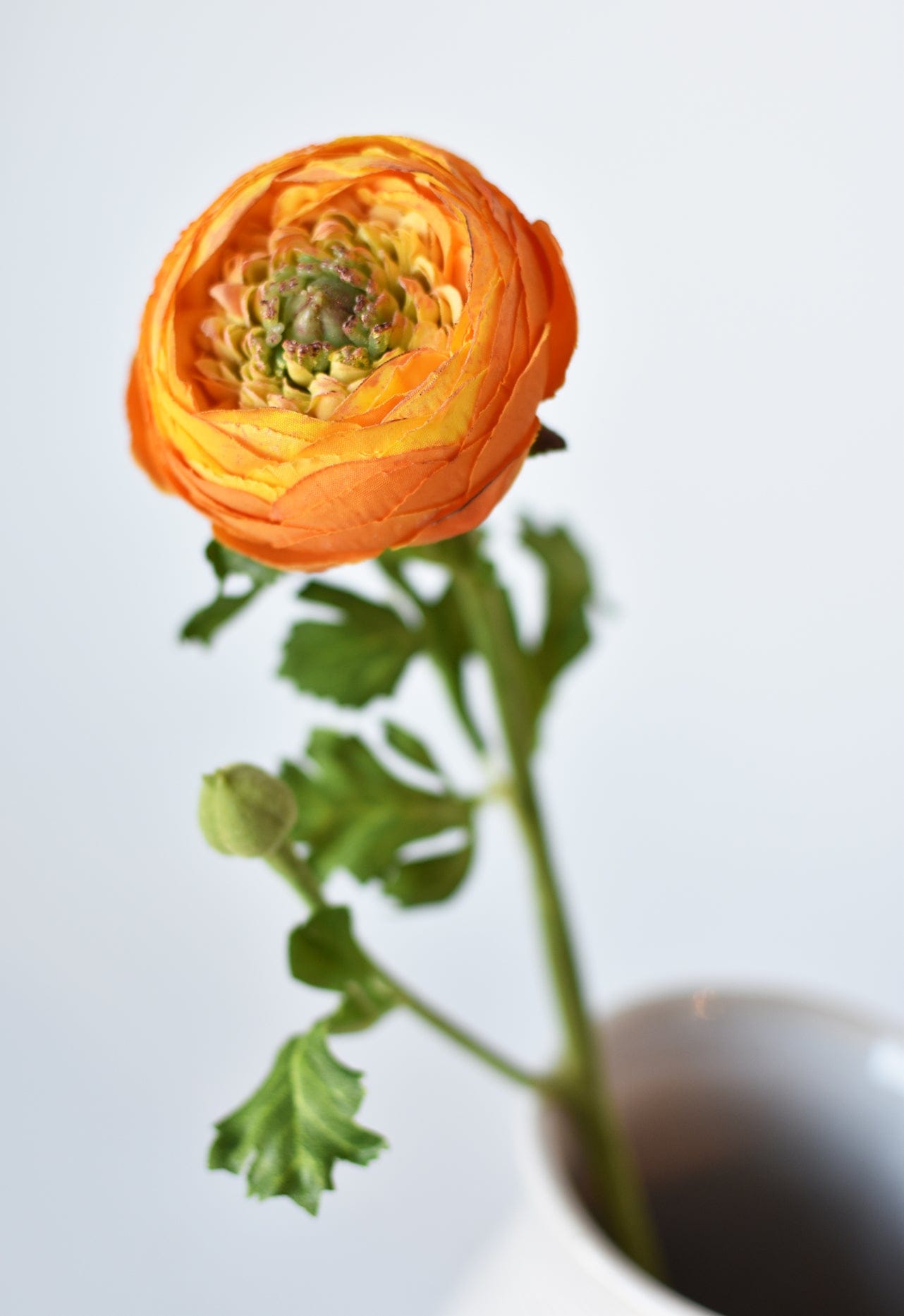 13" Faux Orange Ranunculus Stem (Online exclusive)