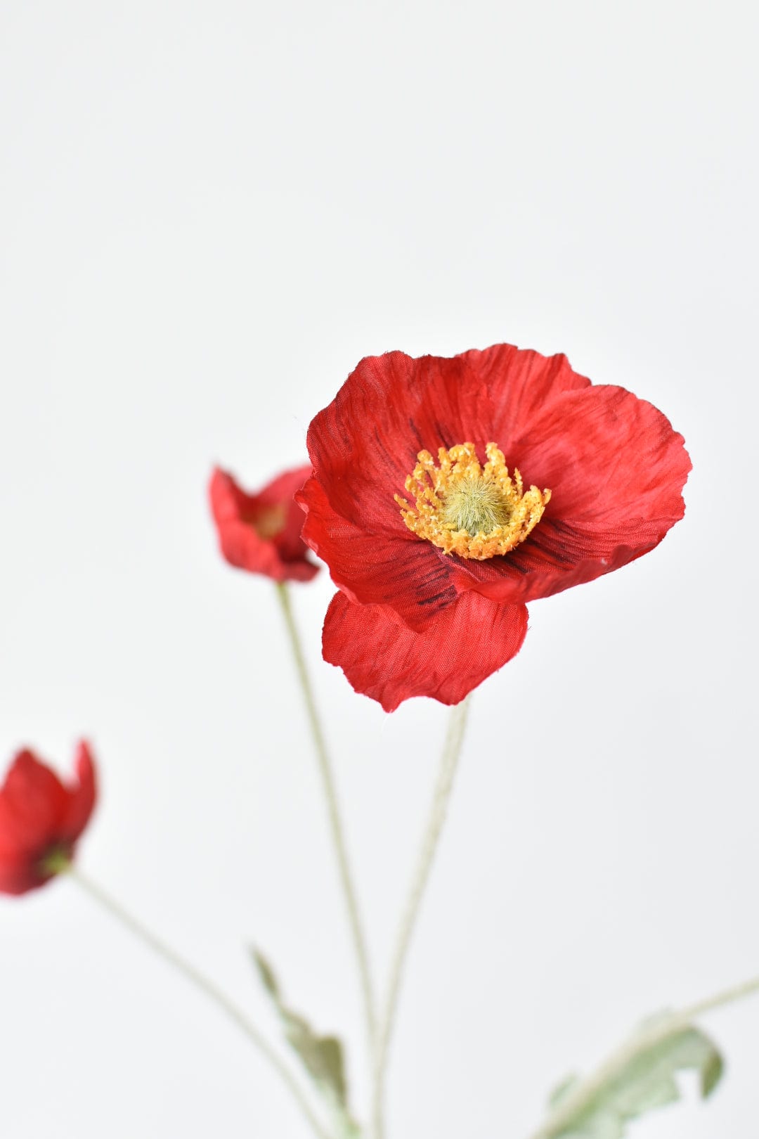 24" Faux Red Poppy Stem (Online exclusive)