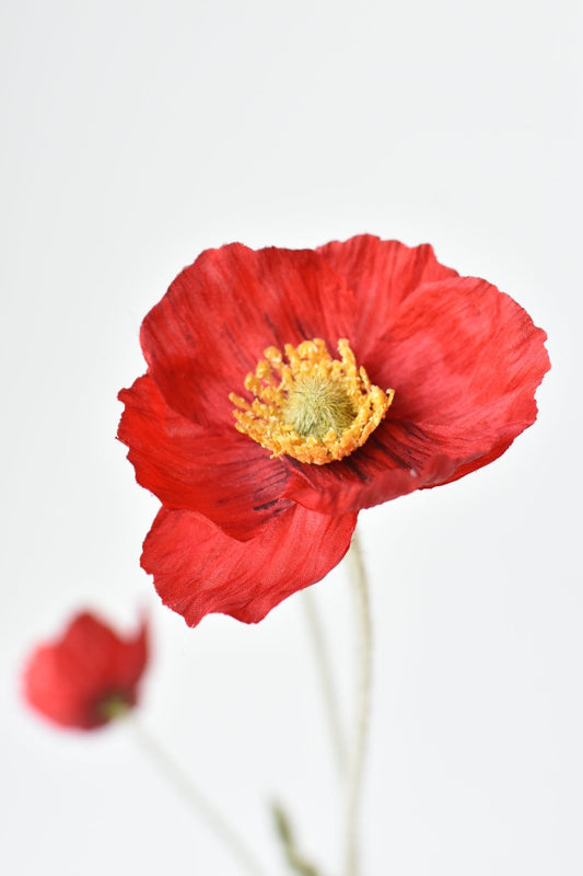 24" Faux Red Poppy Stem (Online exclusive)