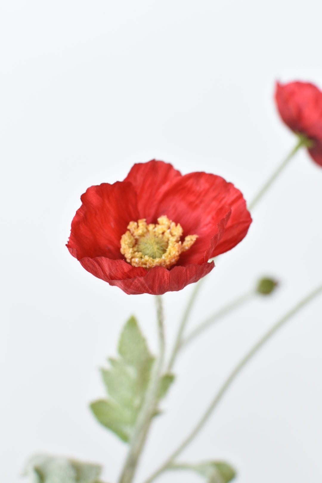 24" Faux Red Poppy Stem (Online exclusive)