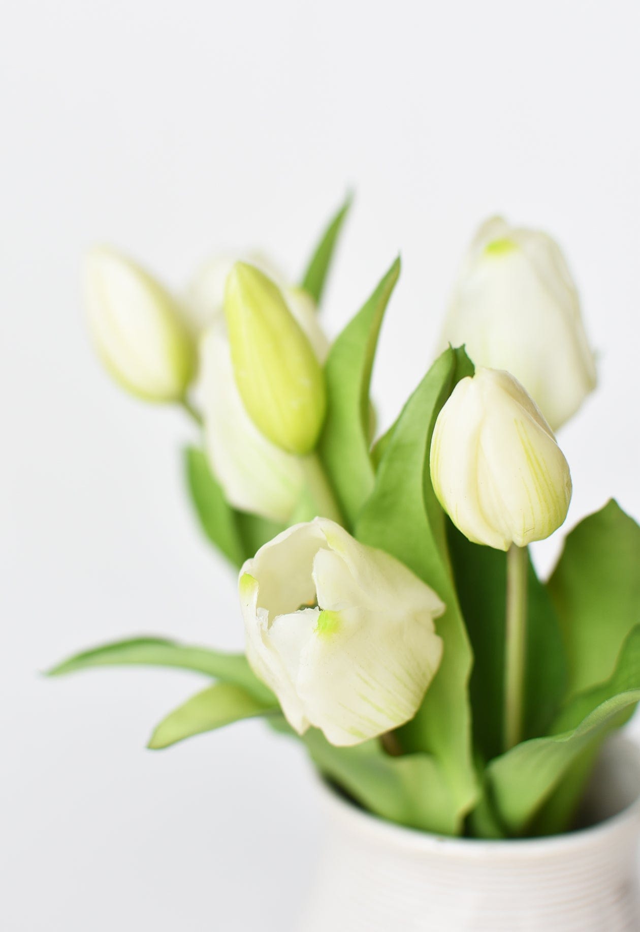 11.75" Faux Real Touch White Tulip Stem Bundle  (online exclusive)