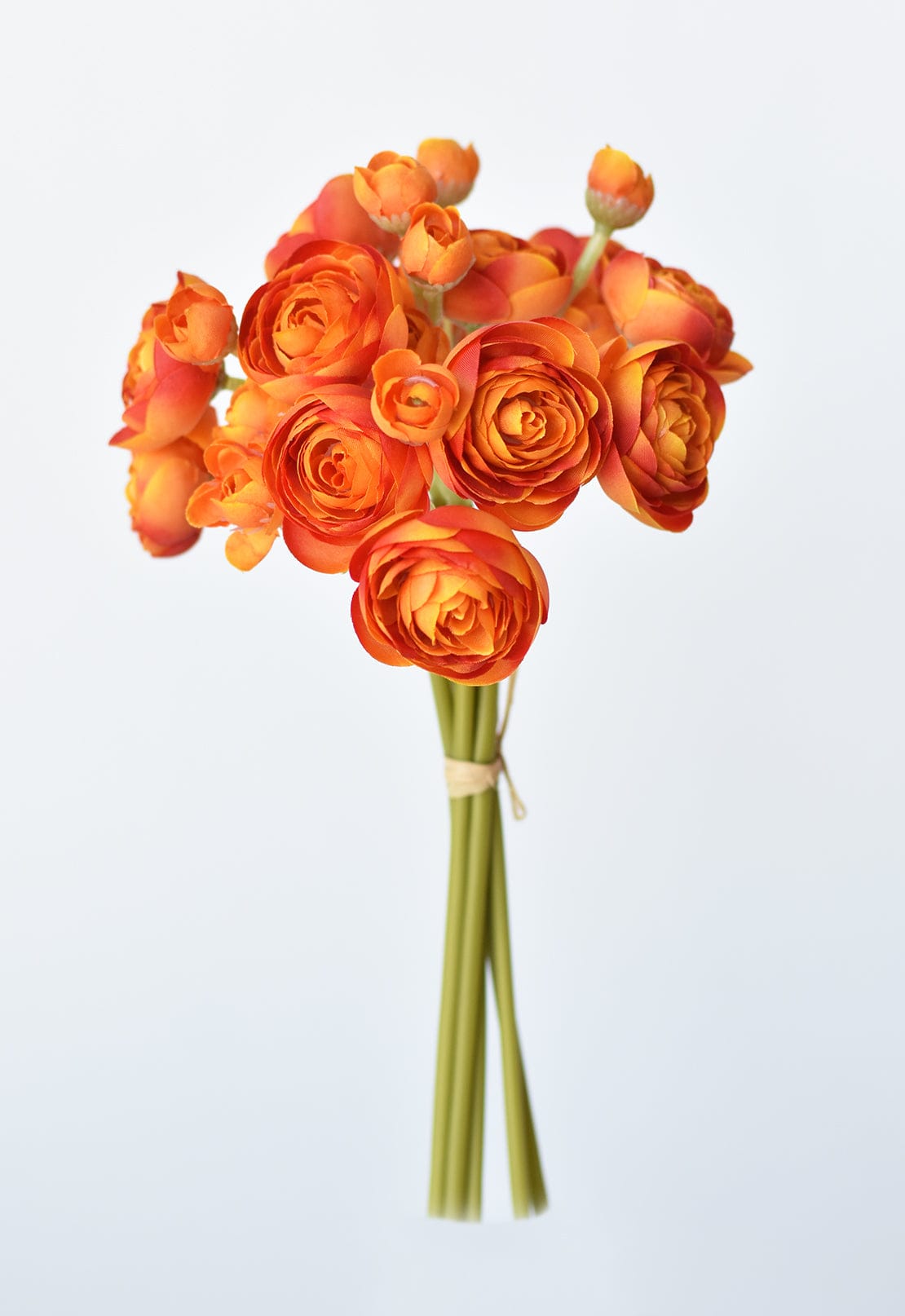 10.5" Faux Peachy Orange Ranunculus Stem Bundle (Online exclusive)