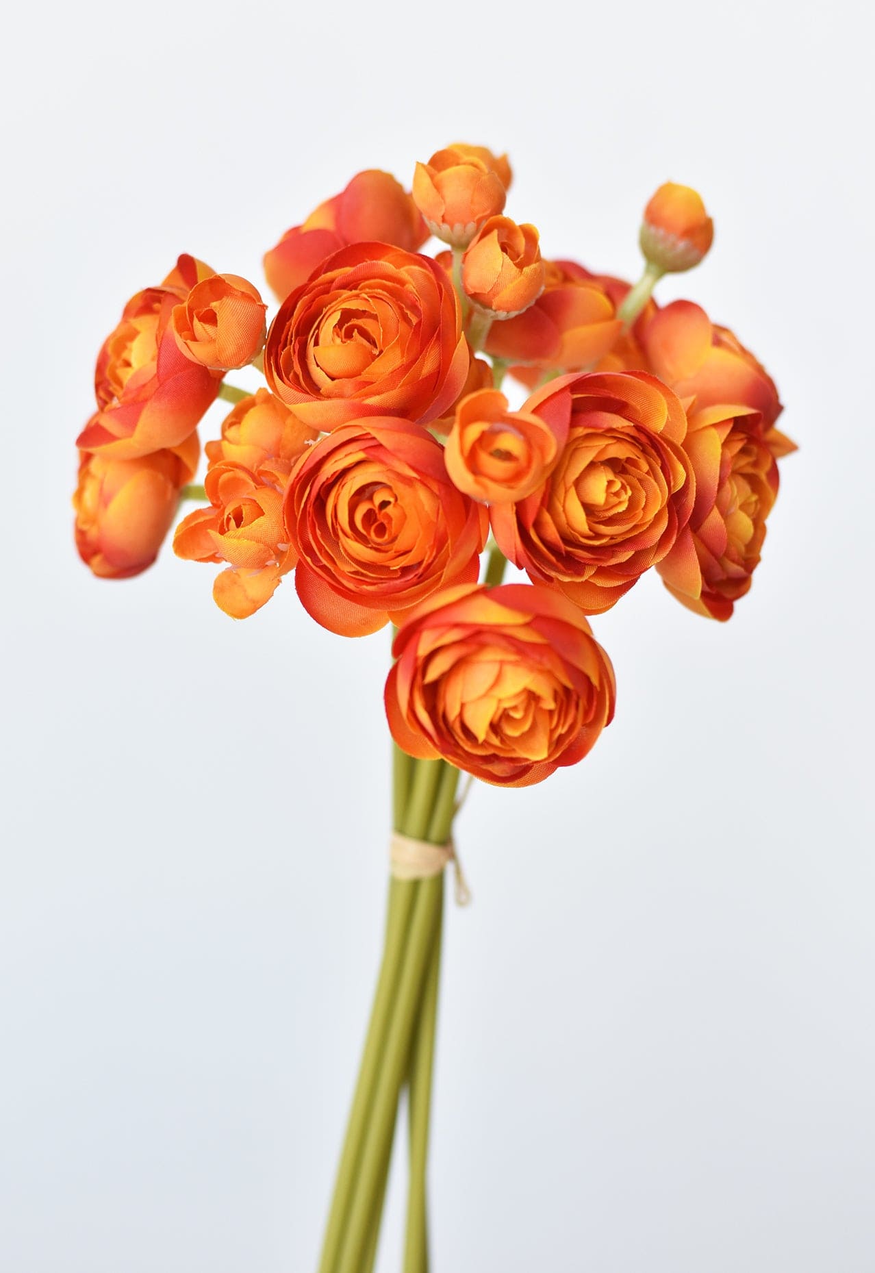 10.5" Faux Peachy Orange Ranunculus Stem Bundle (Online exclusive)