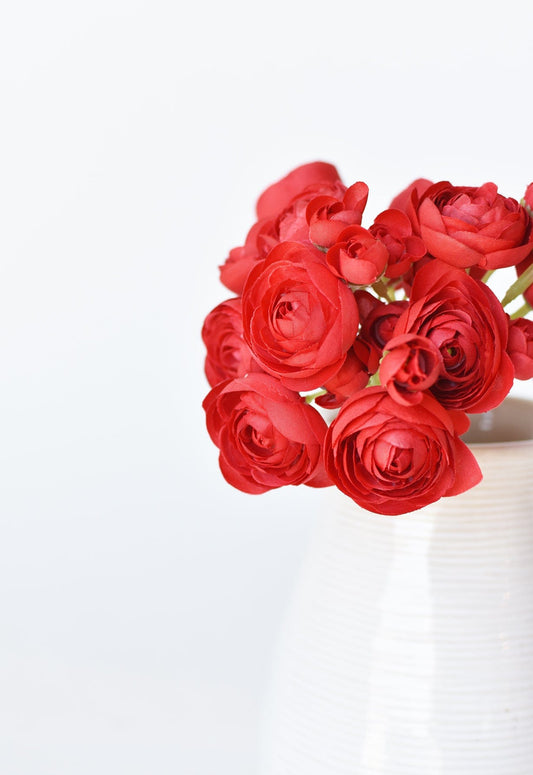 10.5" Faux Red Ranunculus Stem Bundle  (online exclusive)