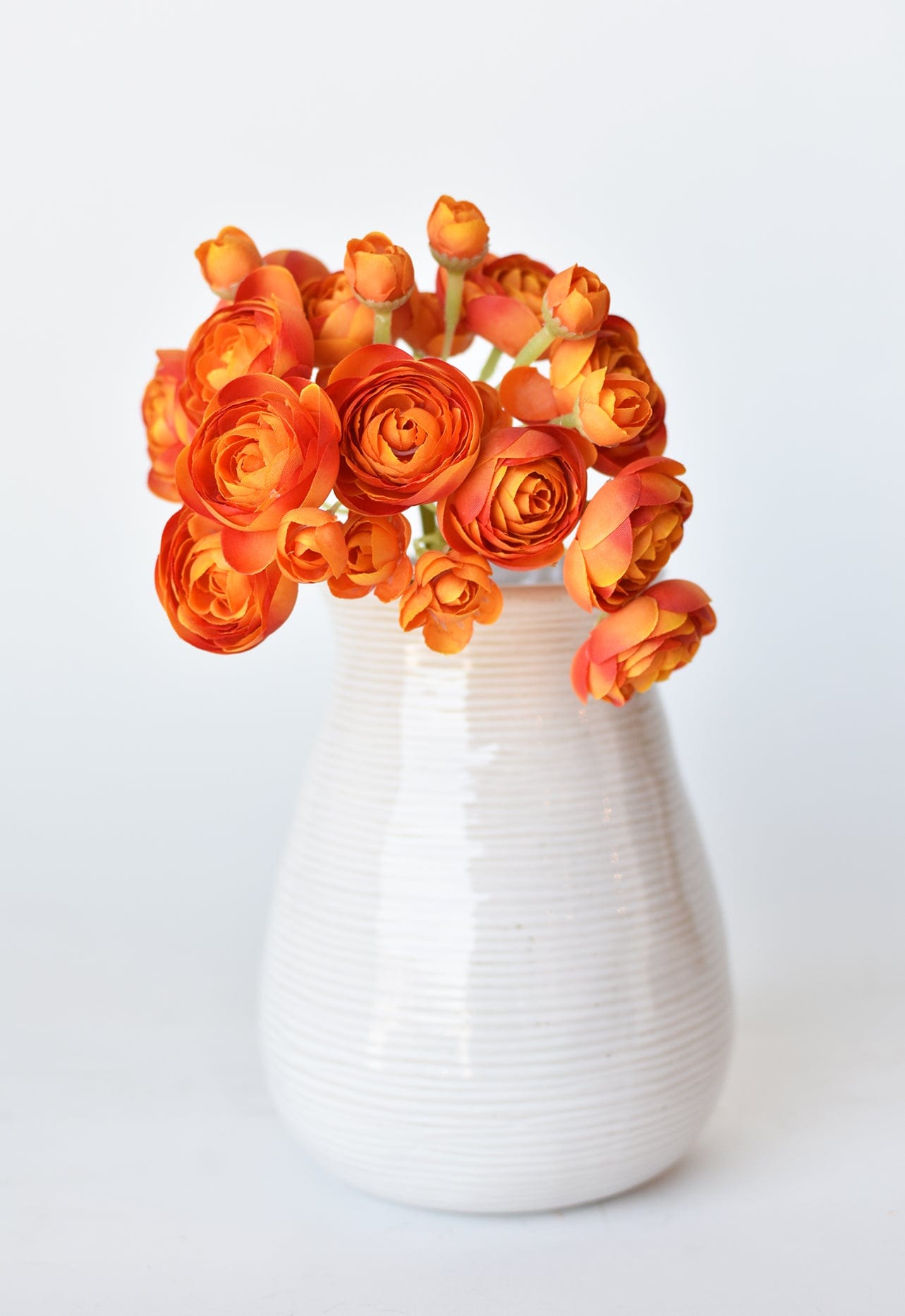 10.5" Faux Peachy Orange Ranunculus Stem Bundle (Online exclusive)