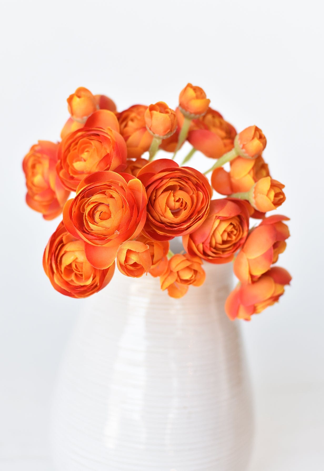 10.5" Faux Peachy Orange Ranunculus Stem Bundle (Online exclusive)