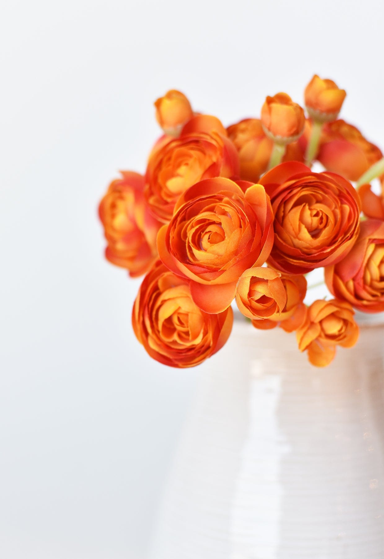 10.5" Faux Peachy Orange Ranunculus Stem Bundle (Online exclusive)