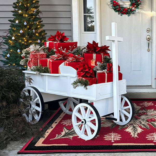 54 Inch Wood and Iron White Display Rolling Cart (Online Exclusive)