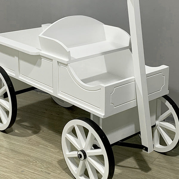 54 Inch Wood and Iron White Display Rolling Cart (Online Exclusive)
