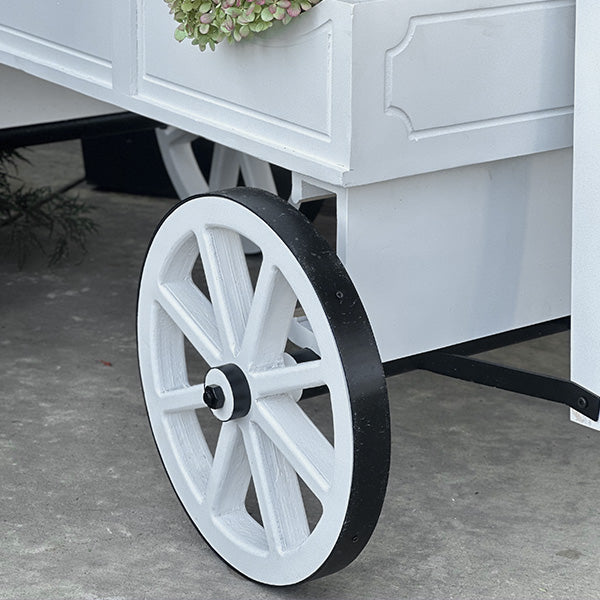 54 Inch Wood and Iron White Display Rolling Cart (Online Exclusive)
