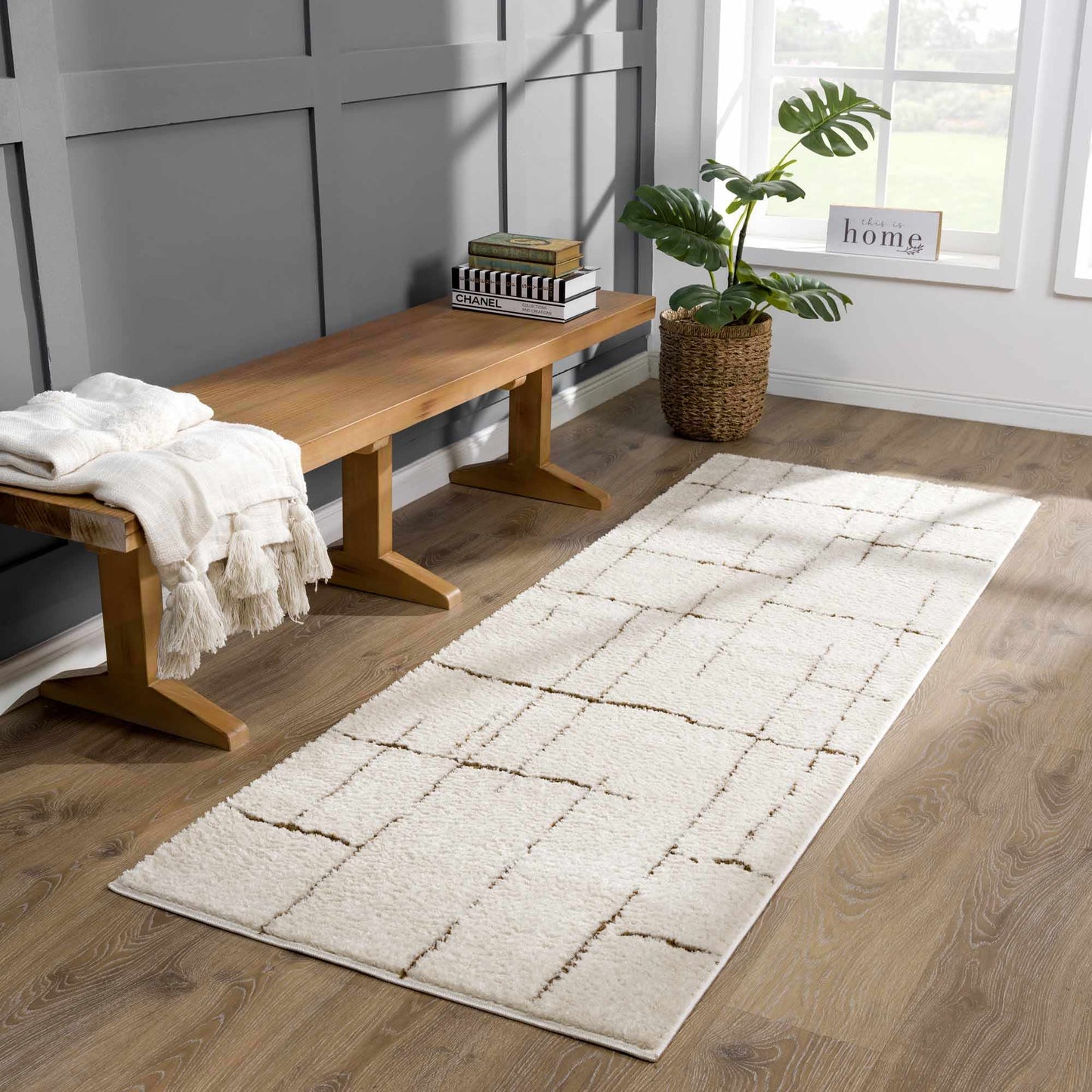 Koume Ivory & Brown Area Rug  (online exclusive