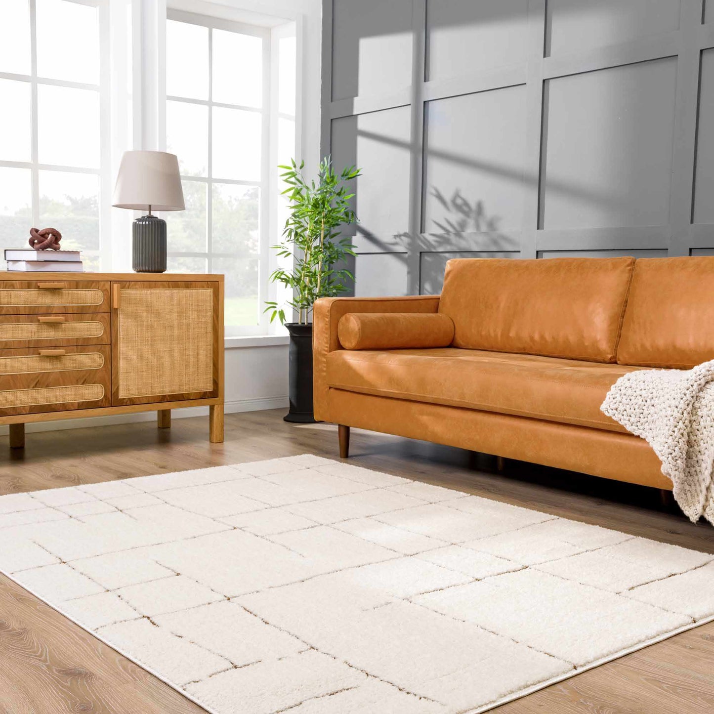 Koume Ivory & Brown Area Rug  (online exclusive