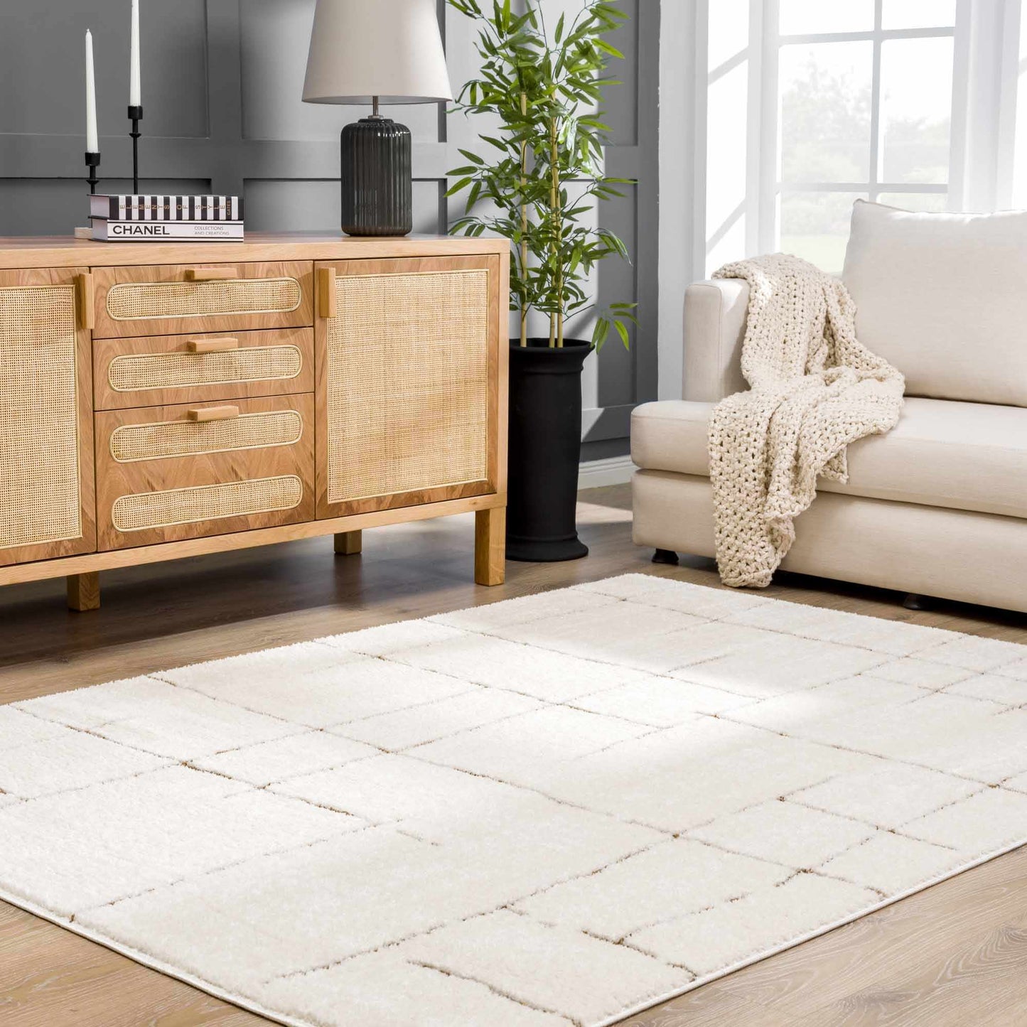 Koume Ivory & Brown Area Rug  (online exclusive