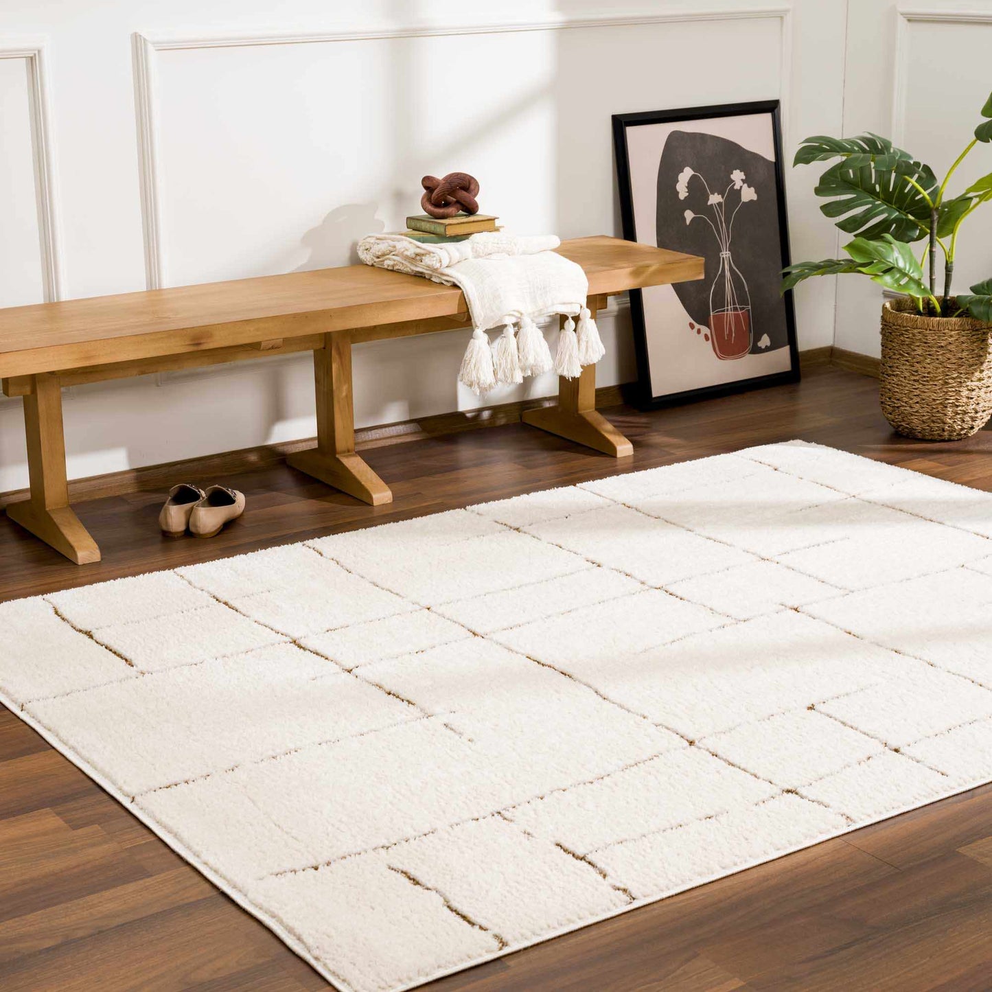 Koume Ivory & Brown Area Rug  (online exclusive