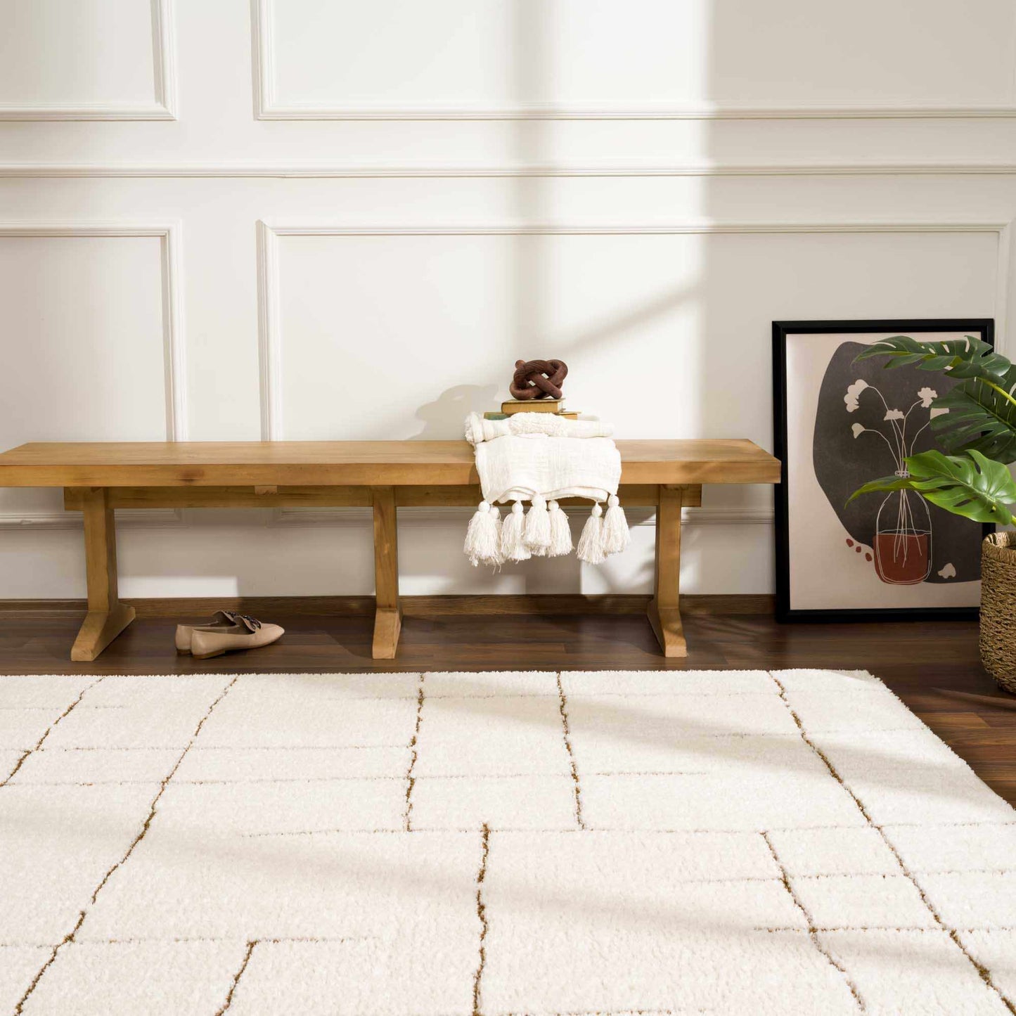 Koume Ivory & Brown Area Rug  (online exclusive