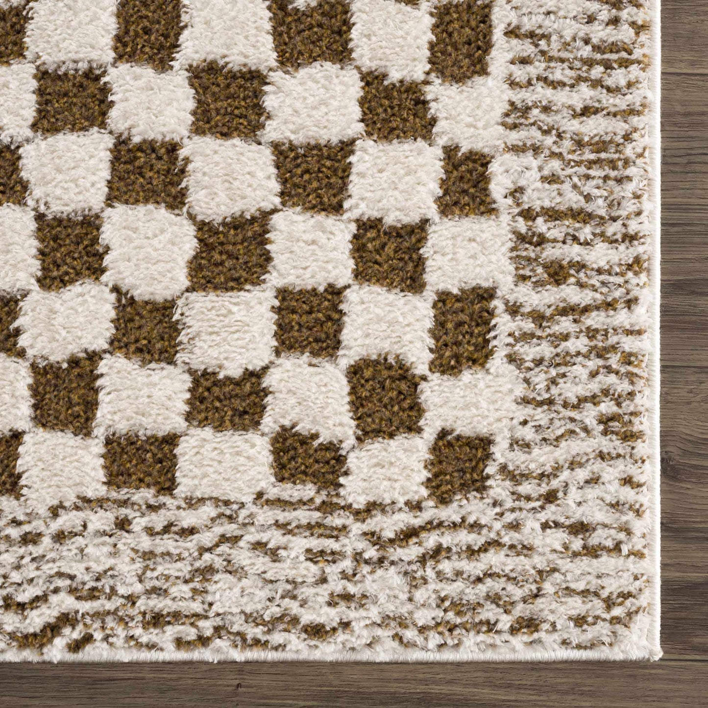 Leryn Brown Checkered Plush Rug  (online exclusive