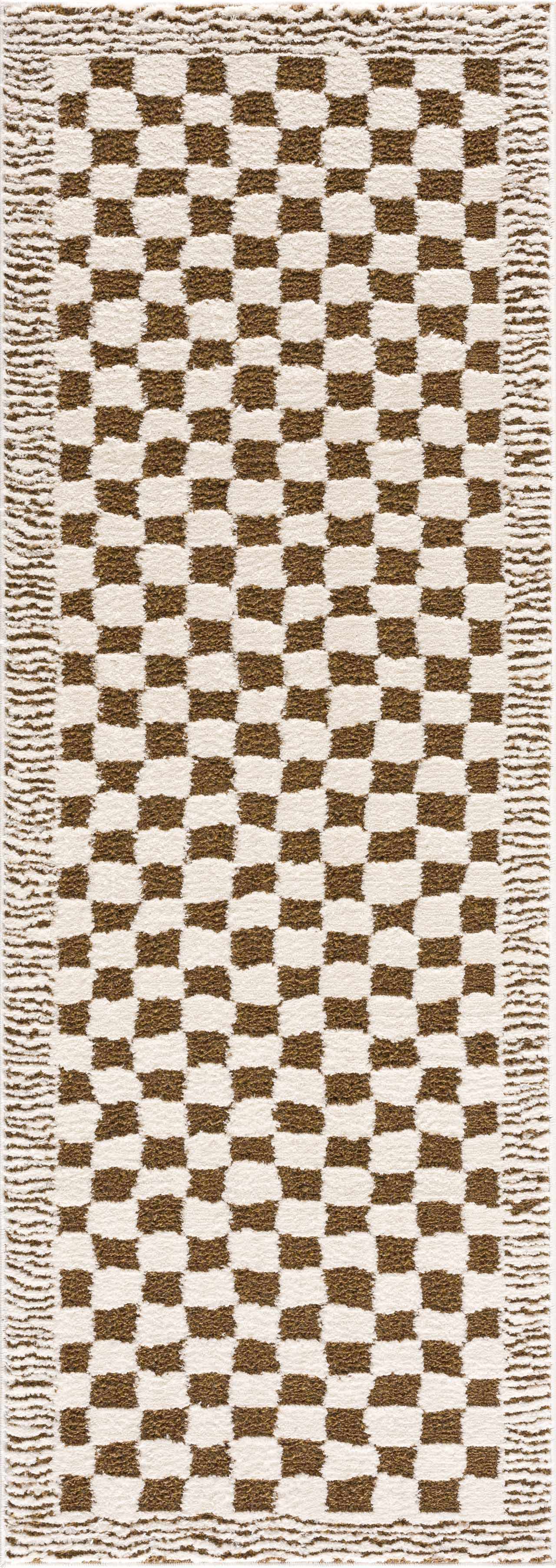 Leryn Brown Checkered Plush Rug  (online exclusive