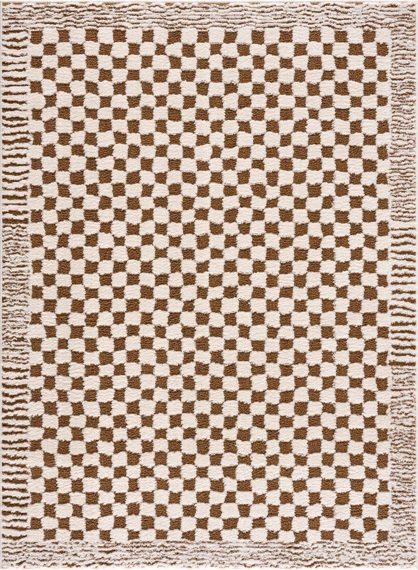 Leryn Brown Checkered Plush Rug  (online exclusive