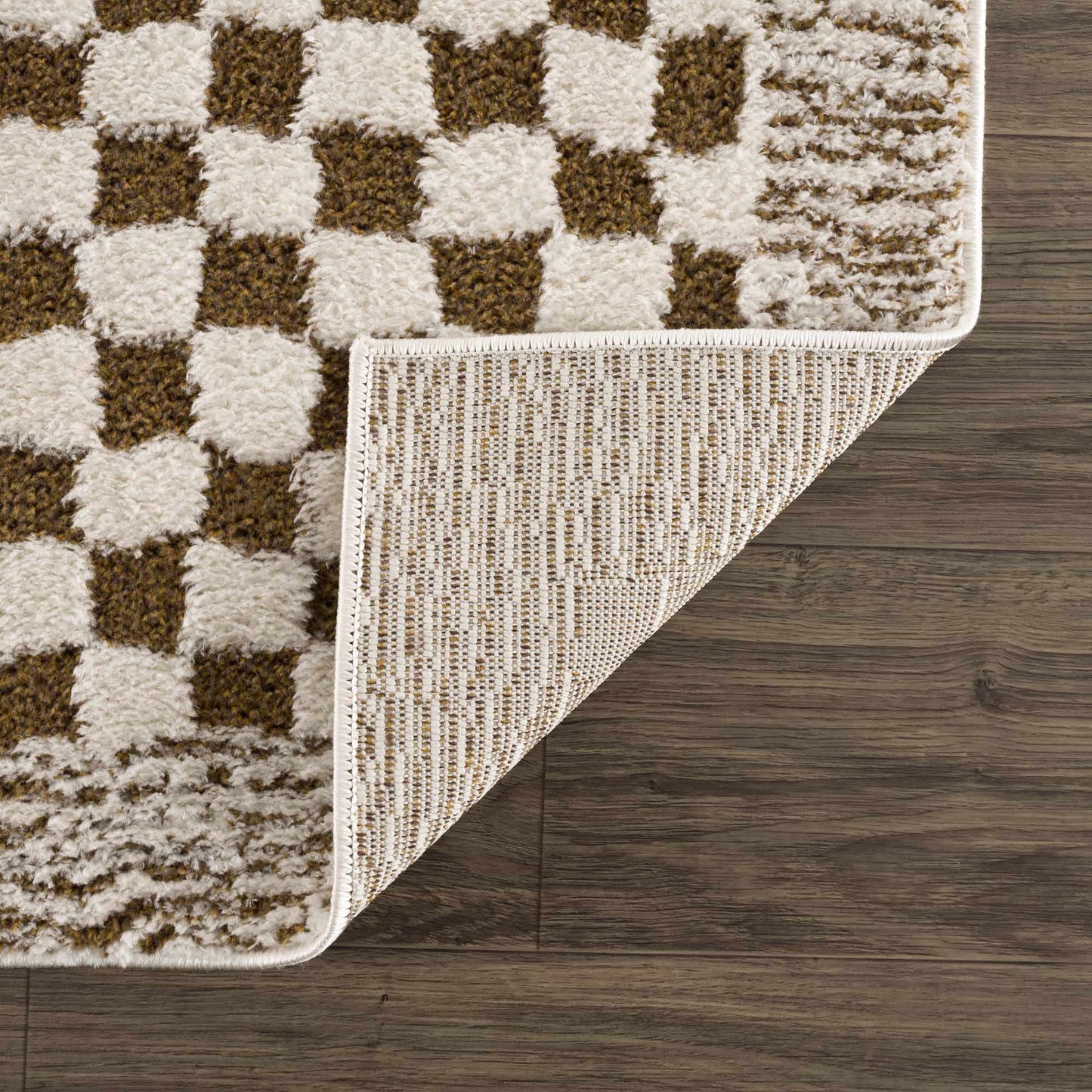 Leryn Brown Checkered Plush Rug  (online exclusive