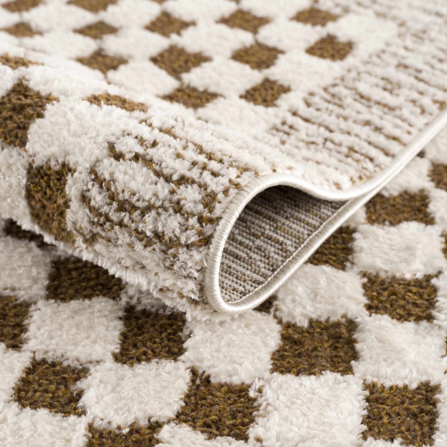 Leryn Brown Checkered Plush Rug  (online exclusive