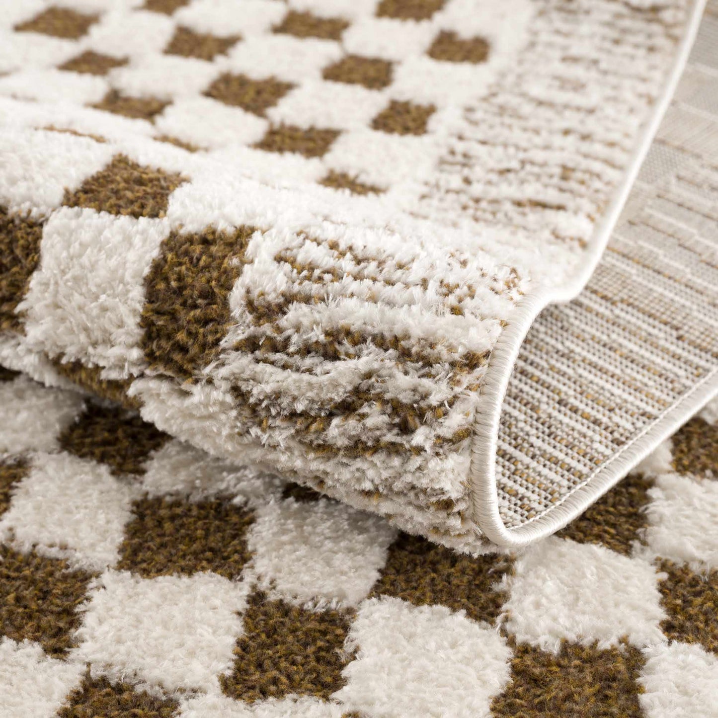 Leryn Brown Checkered Plush Rug  (online exclusive