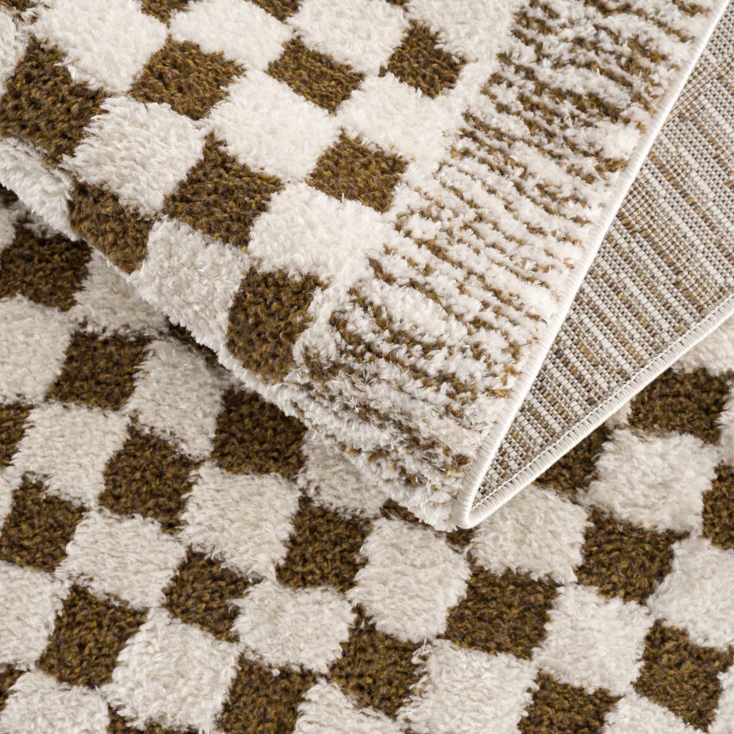 Leryn Brown Checkered Plush Rug  (online exclusive