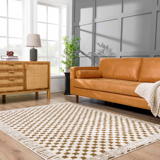 Leryn Brown Checkered Plush Rug  (online exclusive