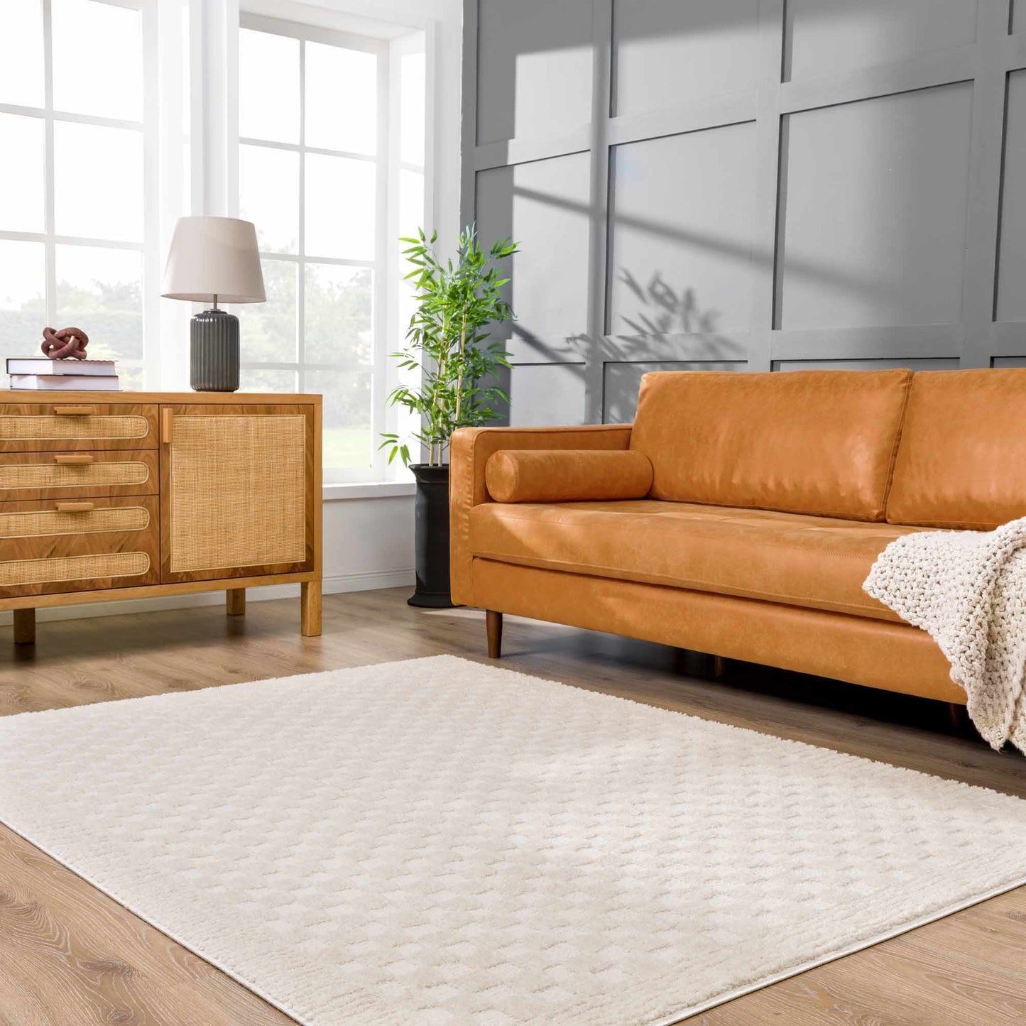 Leryn Ivory Checkered Area Rug  (online exclusive