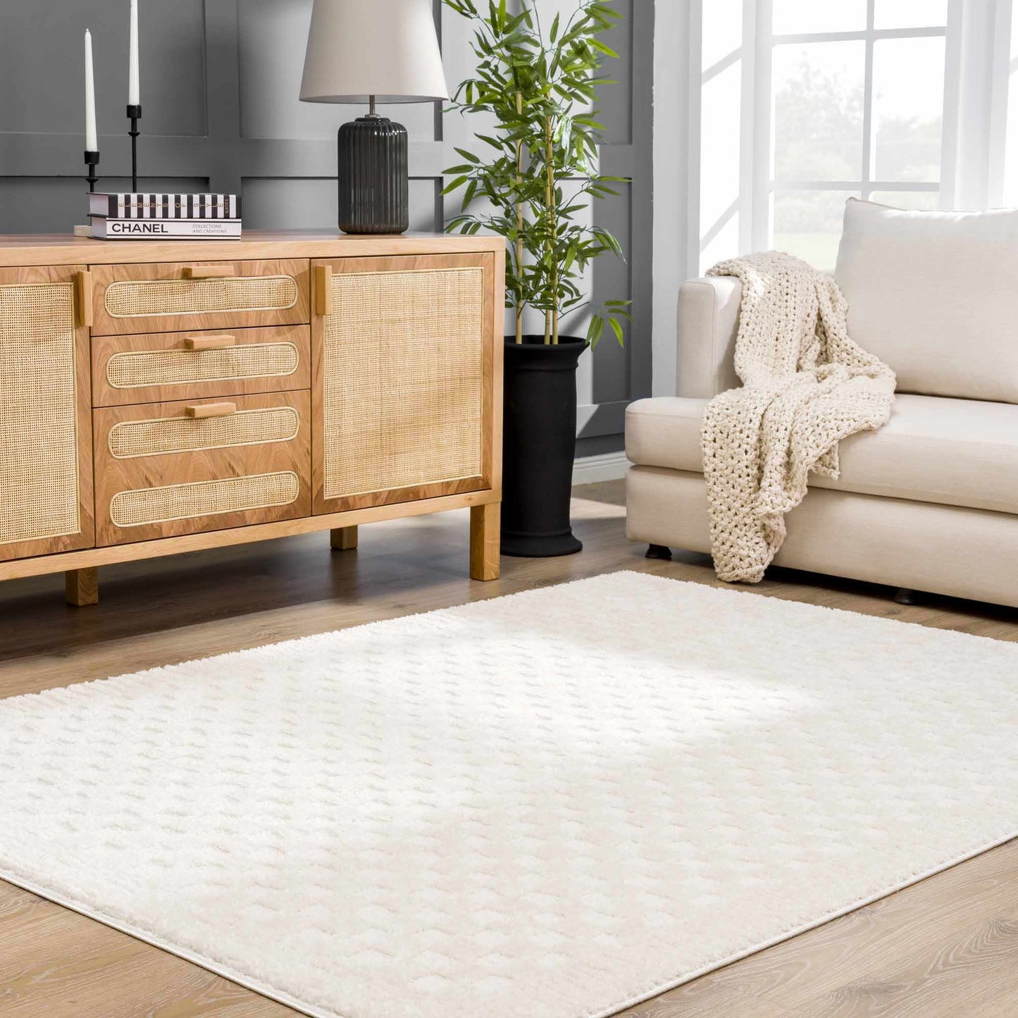 Leryn Ivory Checkered Area Rug  (online exclusive