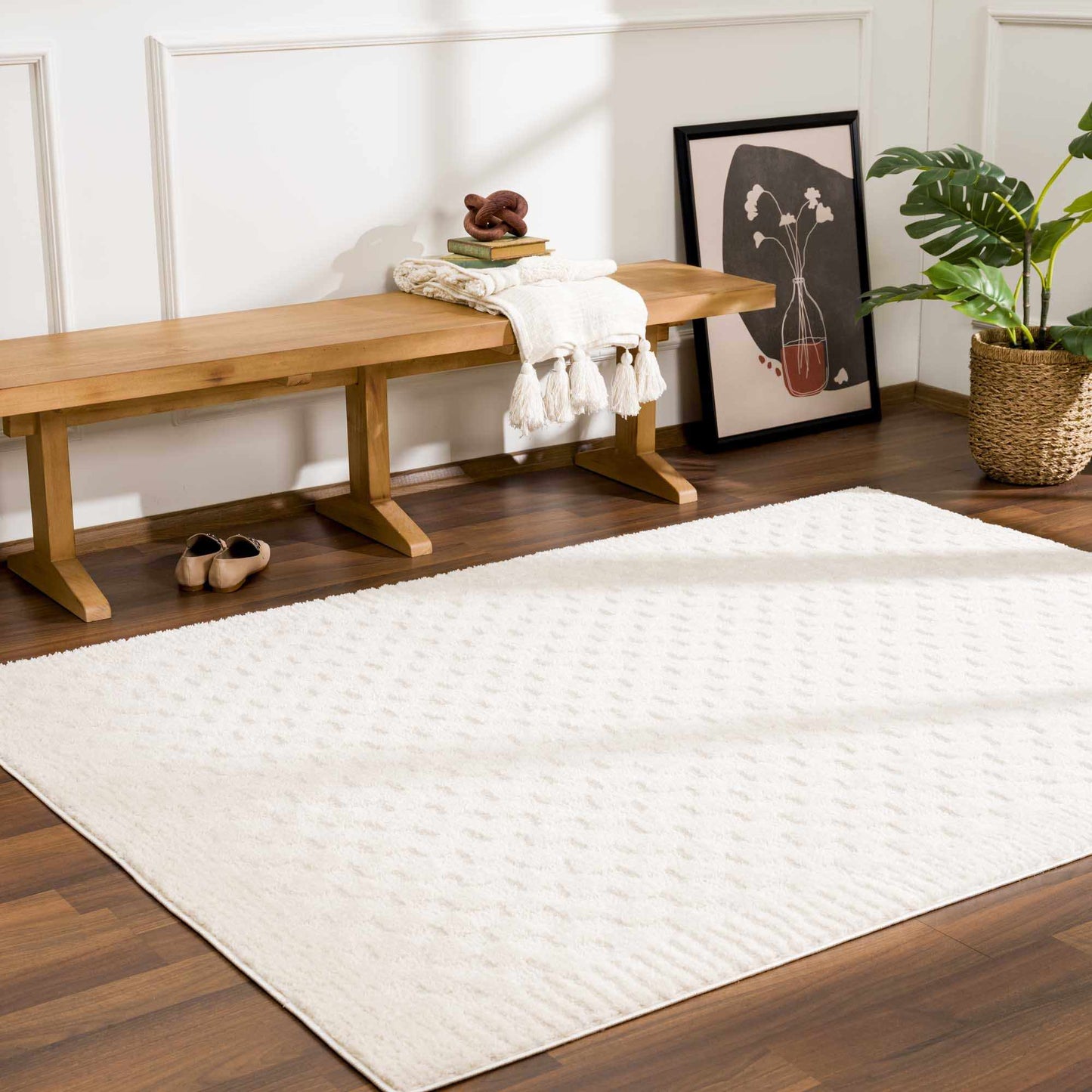 Leryn Ivory Checkered Area Rug  (online exclusive