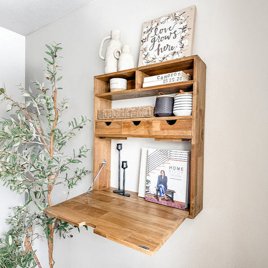 Rustic Oak Wood Fold Down Shelf (Online Exclusive)