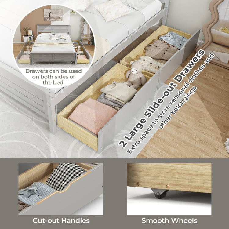 Full Size Grey Platform Bed Frame with 2 Storage Drawers (Online Exclusive)