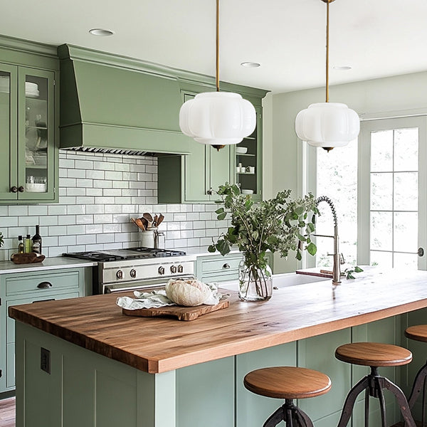 Handcrafted Bulbous Milk Glass Pendant (Online Exclusive)