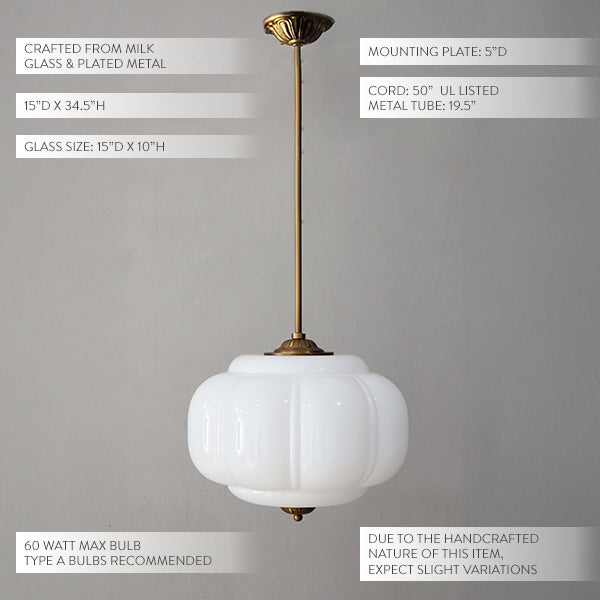 Handcrafted Bulbous Milk Glass Pendant (Online Exclusive)