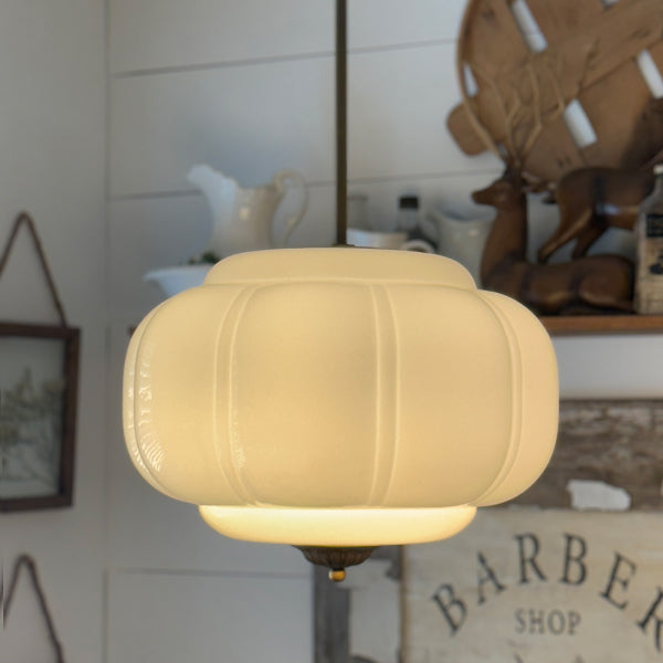 Handcrafted Bulbous Milk Glass Pendant (Online Exclusive)