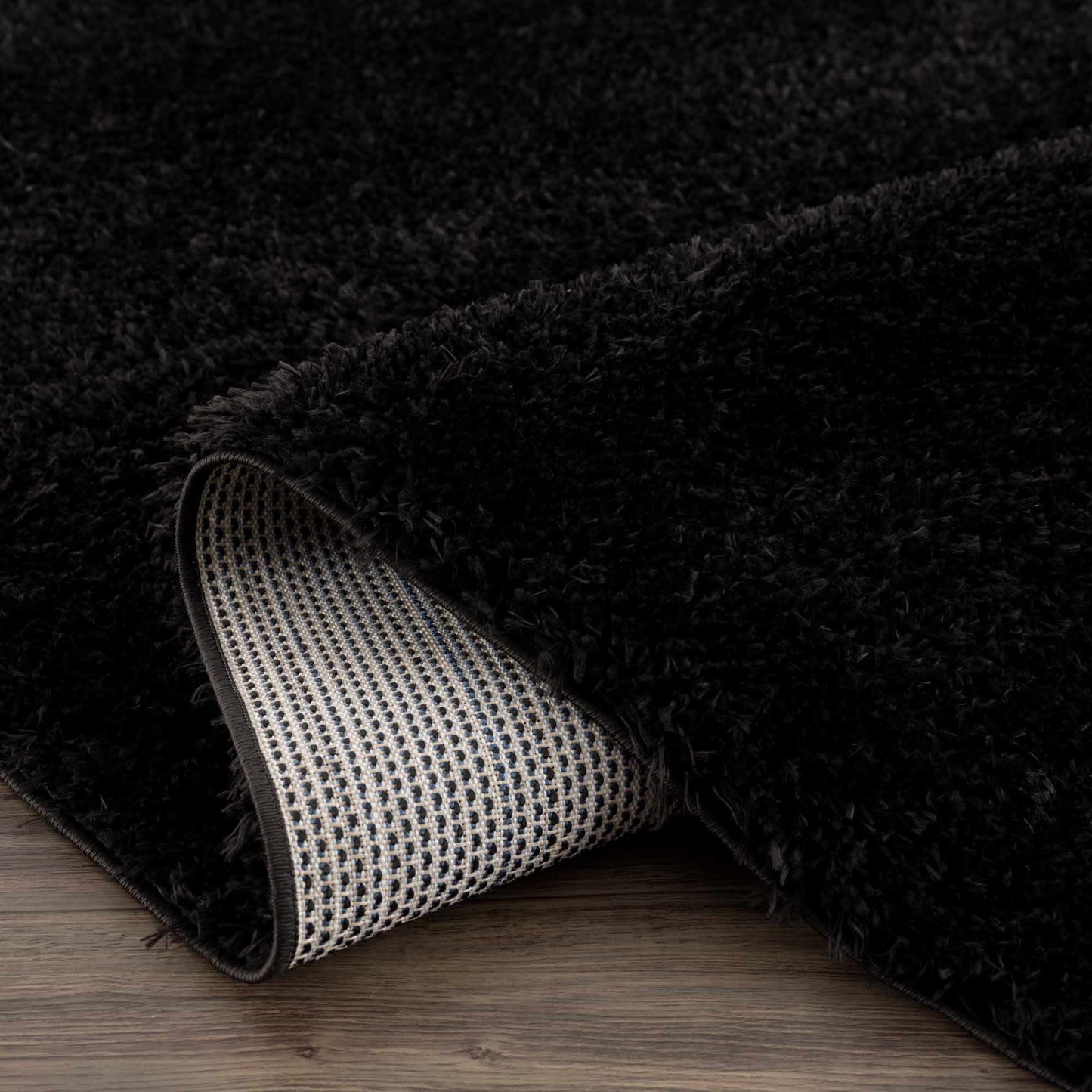 Faina Solid Black Shag Washable Area Rug - Clearance   (online exclusive