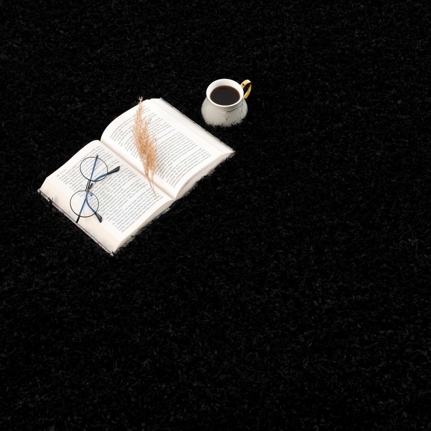 Faina Solid Black Shag Washable Area Rug - Clearance   (online exclusive