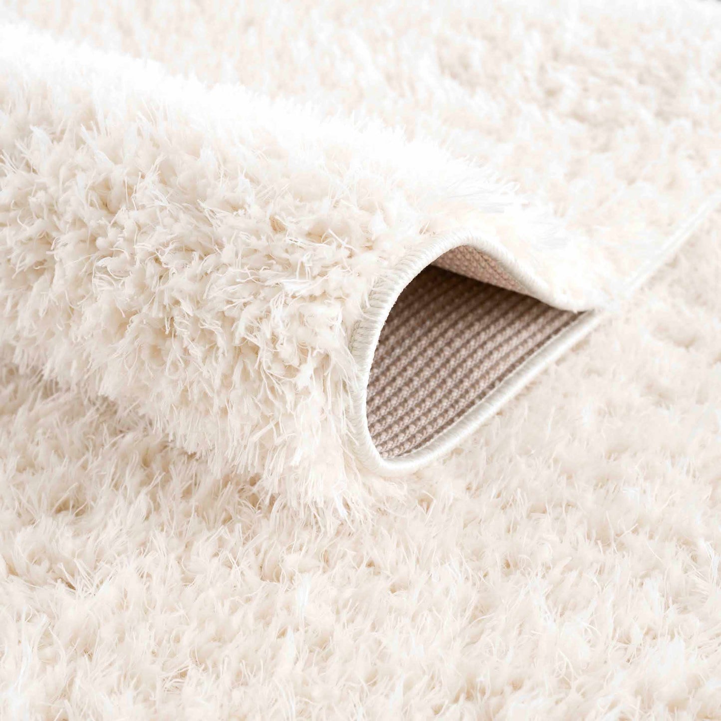 Faina Solid Cream Shag Washable Area Rug - Clearance (online exclusive)