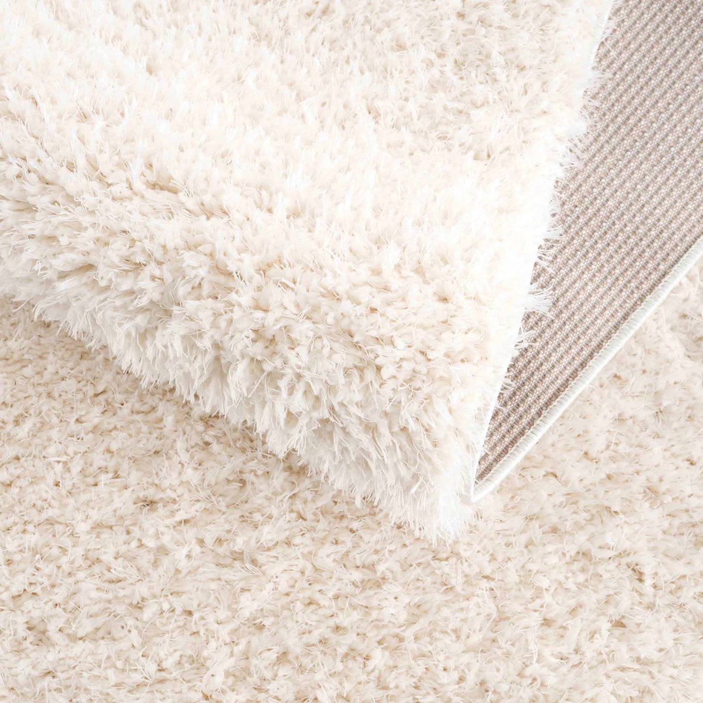 Faina Solid Cream Shag Washable Area Rug - Clearance (online exclusive)
