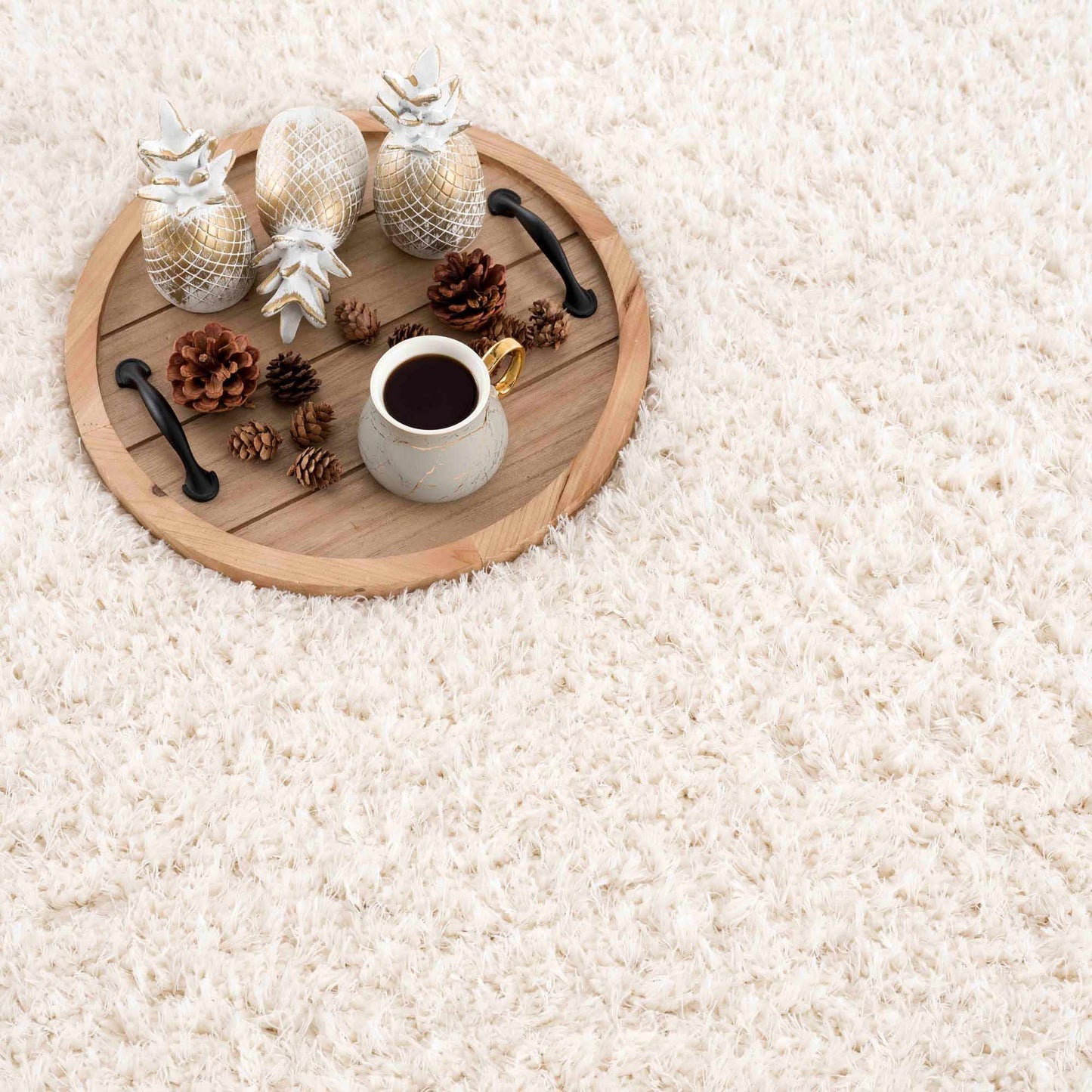 Faina Solid Cream Shag Washable Area Rug - Clearance (online exclusive)