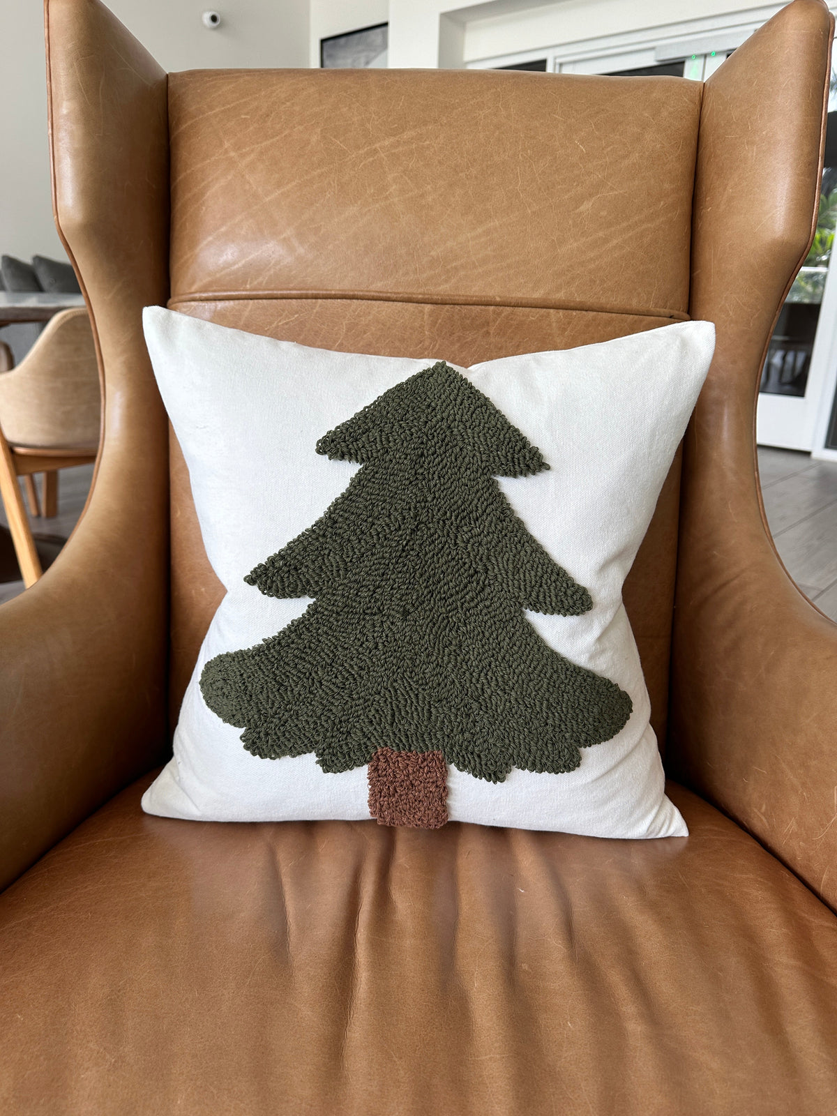 Forest Green Tufted Christmas Tree Pillow Cover  (Online Exclusive)