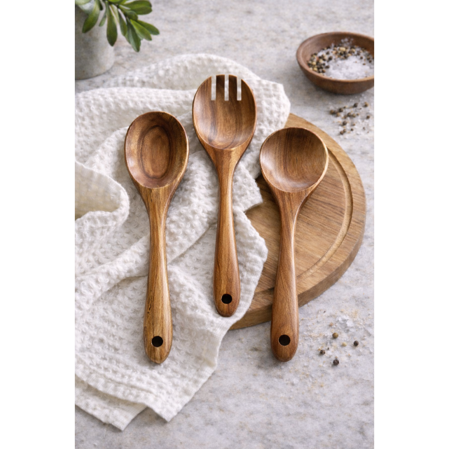 Tulum Teak Wooden Salad Serving Set - 3 Piece (Online Exclusive)
