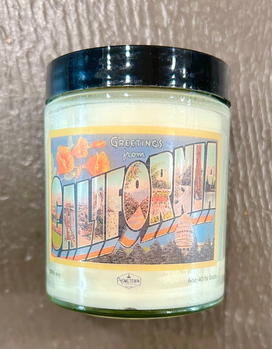 Greetings from California Postcard Candle