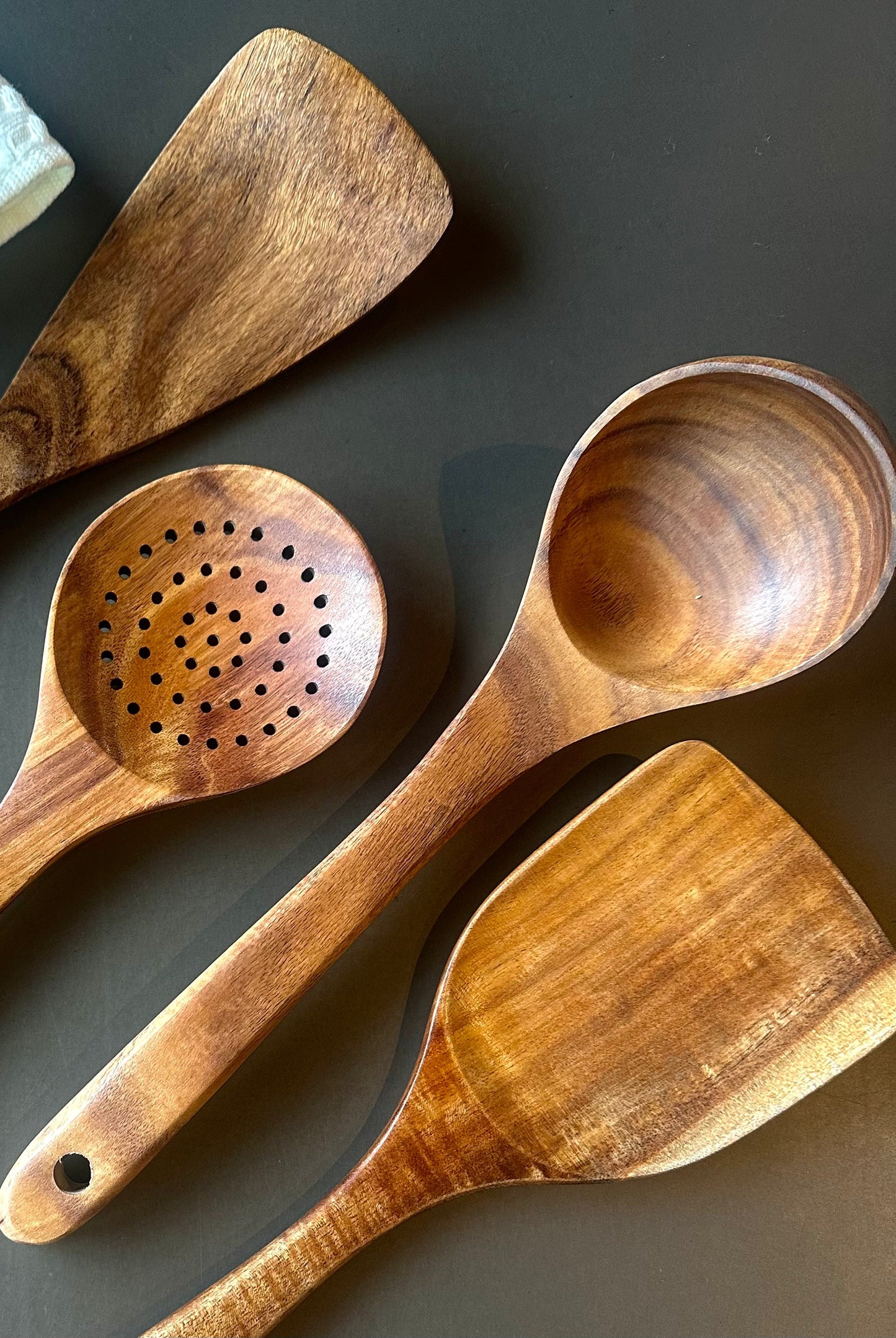 Teak Wooden Utensils, Set of 4  (Online Exclusive)