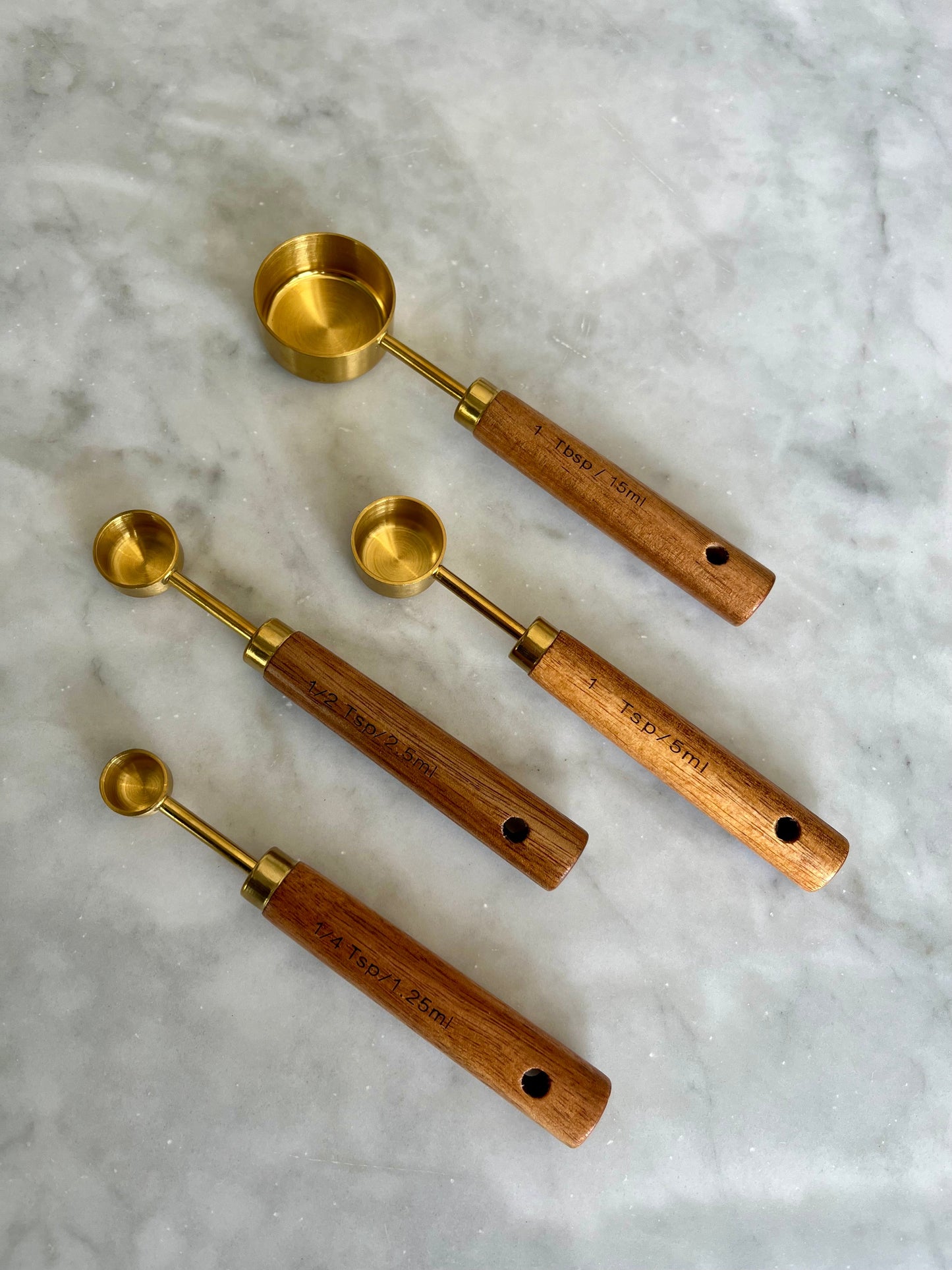 Acacia Wood and Gold Measuring Cups, Set of 8  (Online Exclusive)