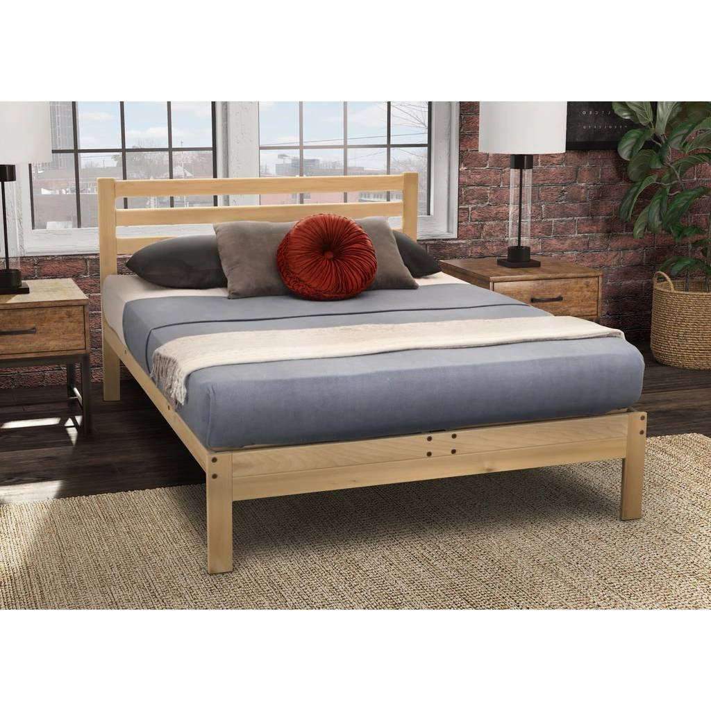King size Solid Wood Platform Bed Frame with Slatted Headboard - Made in USA (Online Exclusive)